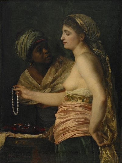 Ragazza con collana di perle, 1874 da Edouard Theophile Blanchard