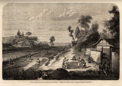 Scene di agricoltura nella stagione del raccolto, nella provincia di Pe-Tche-Li da Edouard Vaumort