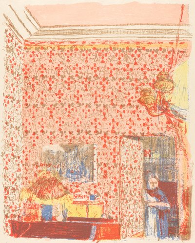 Interno con carta da parati rosa I da Edouard Vuillard