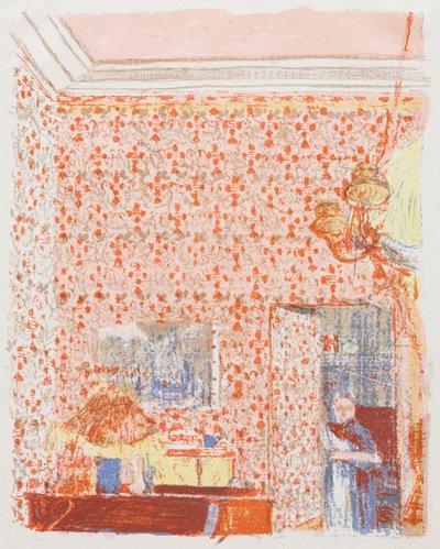 Interno con carta da parati rosa I da Edouard Vuillard