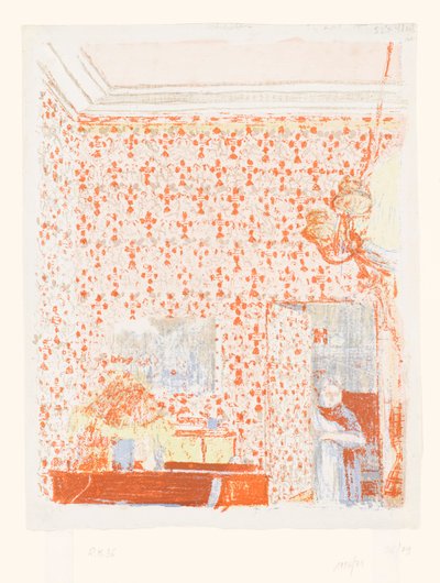 Interni con carta da parati rosa I da Edouard Vuillard