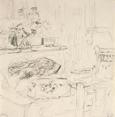 Interno con tavolo quadrato da Edouard Vuillard