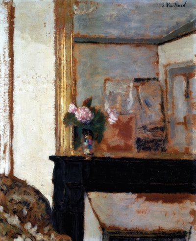 Vaso di fiori sul caminetto da Edouard Vuillard