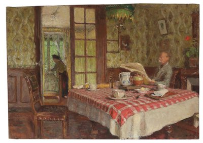 La lettura nella sala da pranzo, Vaucresson, 1924 da Edouard Vuillard