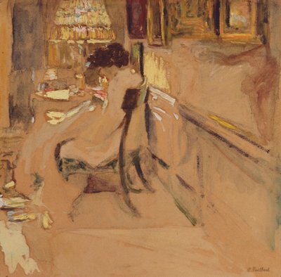 Madame Hessel che Cuce sotto la Lampada da Edouard Vuillard