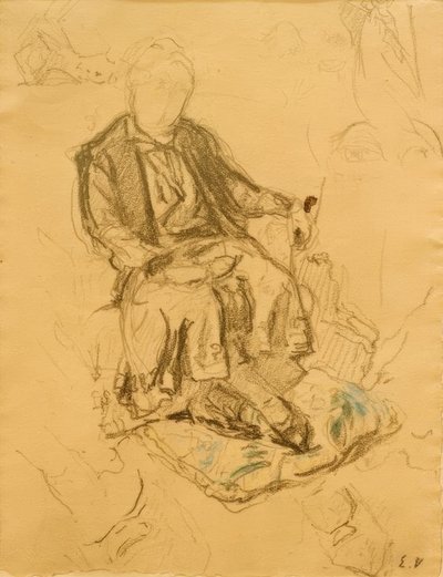 Madame Bénard seduta, piedi su un cuscino da Edouard Vuillard