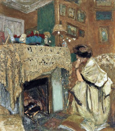 Madame Hessel (Lucy Hessell) accanto al camino da Edouard Vuillard