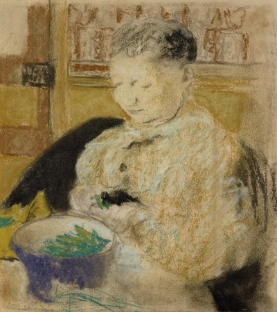 Madame Vuillard che sgrana piselli, 1905 da Edouard Vuillard