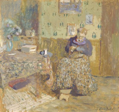 Madame Vuillard che cuce, 1920 da Edouard Vuillard