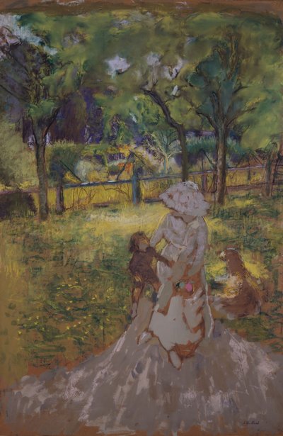 Madre e bambino nel giardino, mattina nel frutteto da Edouard Vuillard