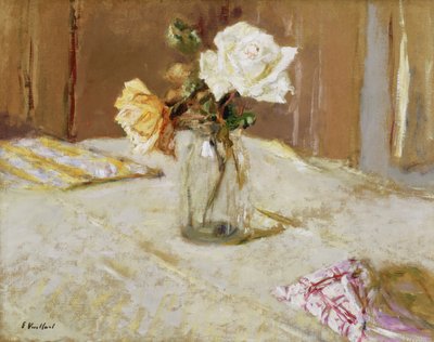 Rose in un vaso di vetro da Edouard Vuillard