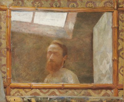 Autoritratto con uno specchio di bambù, c.1890 da Edouard Vuillard