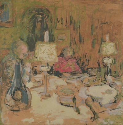 La cena con due lampade, rue de Calais, 1913 da Edouard Vuillard