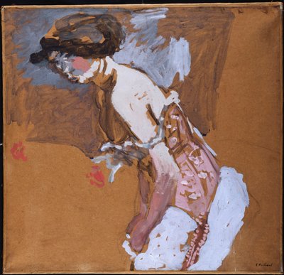 Donna in corsetto rosso da Edouard Vuillard