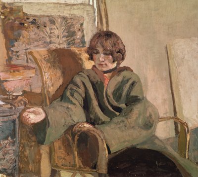 Donna seduta accanto a una stufa da Edouard Vuillard