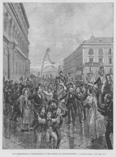 Acclamazione A Ferdinando II Che Giura La Costituzione, 24 febbraio 1848 da Edouardo Matania