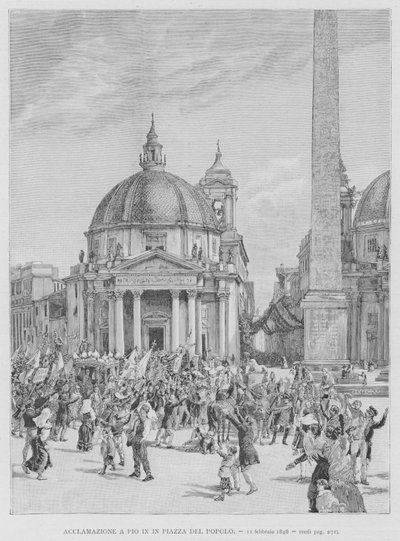 Acclamazione a Pio IX in Piazza del Popolo da Edouardo Matania