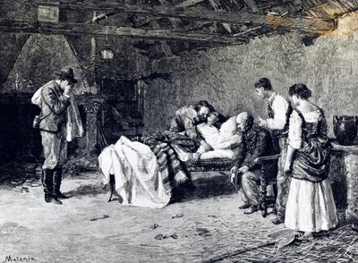 Morte di Anita Garibaldi nella fattoria del Marchese Guiccioli (illustrazione) da Edouardo Matania