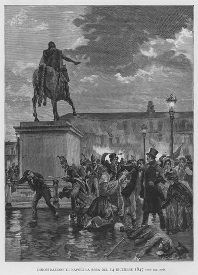 Dimostrazione di Napoli la sera del 14 dicembre 1847 da Edouardo Matania