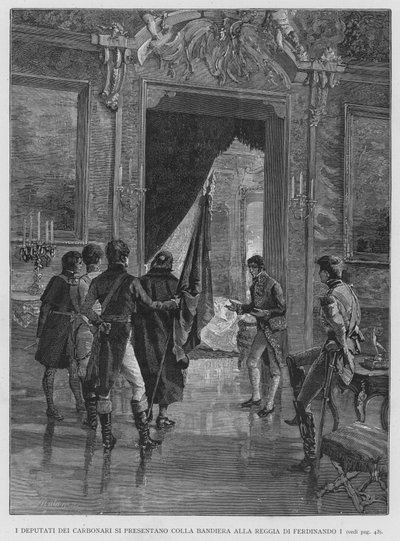 I Deputati dei Carbonari si Presentano con la Bandiera alla Reggia di Ferdinando I da Edouardo Matania