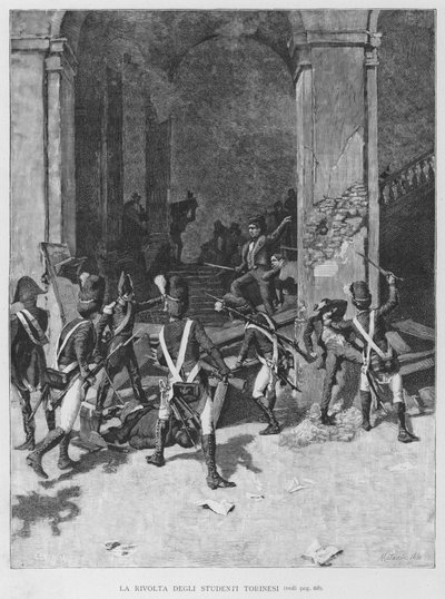 La rivolta degli studenti torinesi da Edouardo Matania