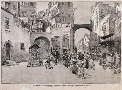 Rappresentazione del voto di Vito, da La mala vita, opera di Umberto Giordano (incisione) da Edouardo Matania
