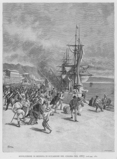 Rivoluzione Di Messina In Occasione Del Colera Del 1837 da Edouardo Matania