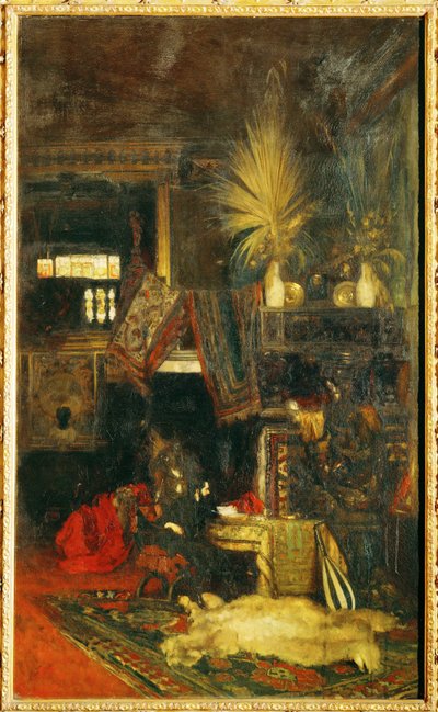 Il pittore Hans Makart nel suo studio ... (dipinto su tela) da Eduard Charlemont