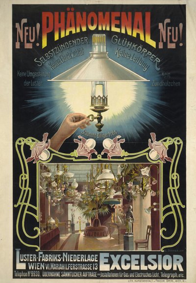 Excelsior. Corpo incandescente autoaccendente, ca 1895-1900 da Eduard Döcker