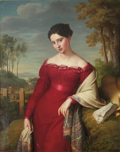 Ritratto di una giovane elegante signora da Eduard Friedrich Leybold