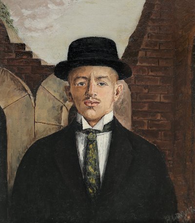 Ritratto del poeta Vasili Kamensky con cilindro da Eduard Gustavovich Shiman