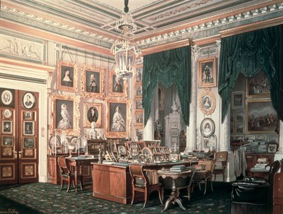 Lo studio di Alessandro III (1845-94) al Palazzo di Gatchina, c.1881 da Eduard Hau