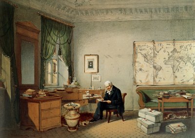 Barone Alexander von Humboldt nel suo studio da Eduard Hildebrandt