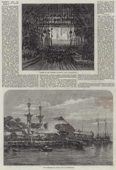 Esterno e interno del teatro di Macao da Eduard Hildebrandt