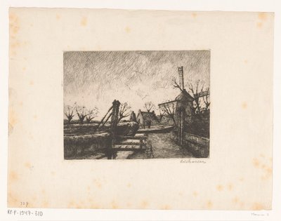 Sentiero con ponte lungo un fossato da Eduard Karsen (signed by artist)