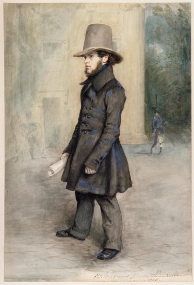 Tedesco: Adolph von Menzel con cappello Biedermeier da Eduard Magnus