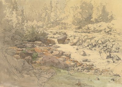 Paesaggio con rocce in un fiume vicino a Kronau da Eduard Peithner von Lichtenfels