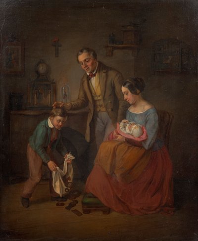 Famiglia durante la distribuzione dei doni di San Nicola da Eduard Ritter