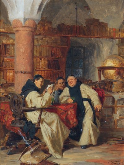 Nella biblioteca del monastero da Eduard Theodor Ritter von Grützner
