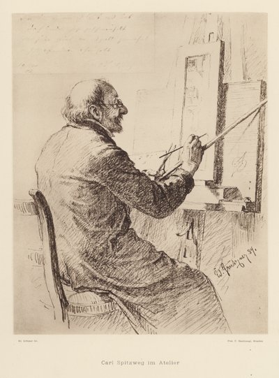 Ritratto di Carl Spitzweg, pittore romantico tedesco da Eduard von (after) Grutzner