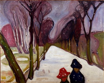 Viale in una tormenta di neve da Edvard Munch