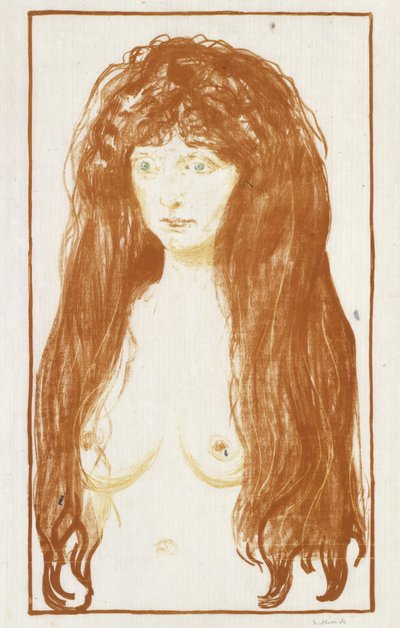 Die Sünde (Mädchen mit rotem Haar und grünen Augen) da Edvard Munch