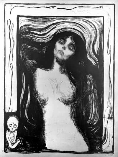 Madonna, litografia di Edvard Munch dedicata al Dr. Bucher. da Edvard Munch