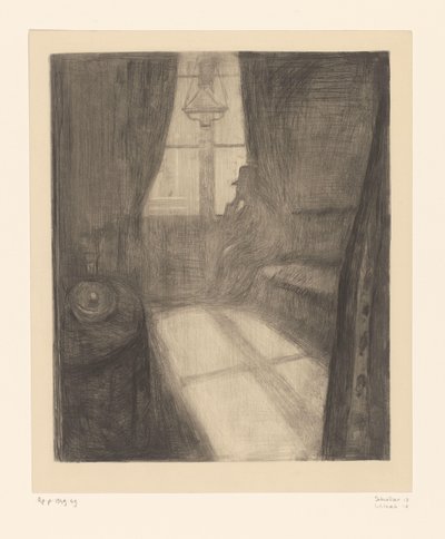 Uomo in un interno seduto vicino alla finestra da Edvard Munch