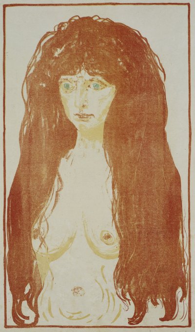 Donna nuda con capelli rossi e occhi verdi da Edvard Munch