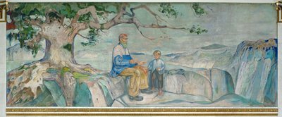 Vecchio e bambino sotto un albero (affresco) da Edvard Munch