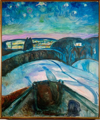 Notte stellata (olio su tela) da Edvard Munch