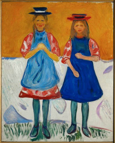 Due ragazze con grembiule blu da Edvard Munch