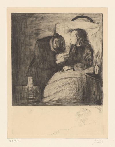 Donna accanto a un bambino malato da Edvard Munch
