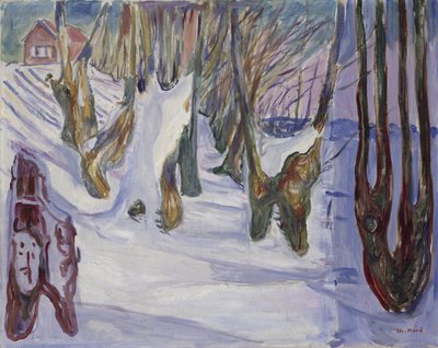 Paesaggio invernale con casa da Edvard Munch